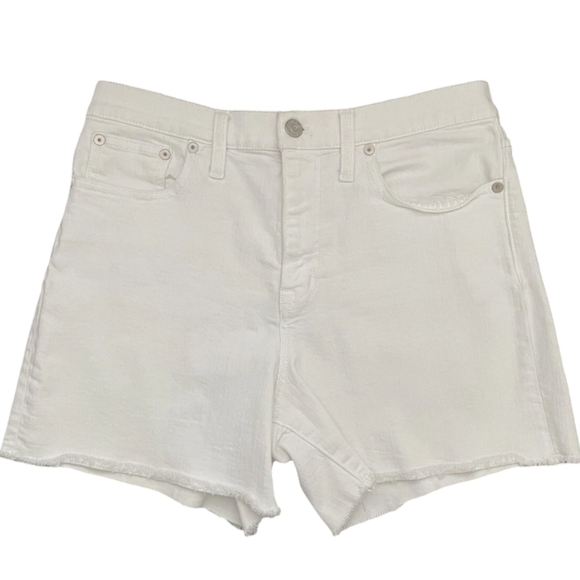 Madewell High Rise Denim Short Distressed Hem Size 28 White Tile - Picture 5 of 12